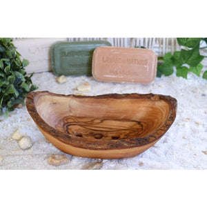 Soap dish olive wood rustic medium length 12-14 cm -