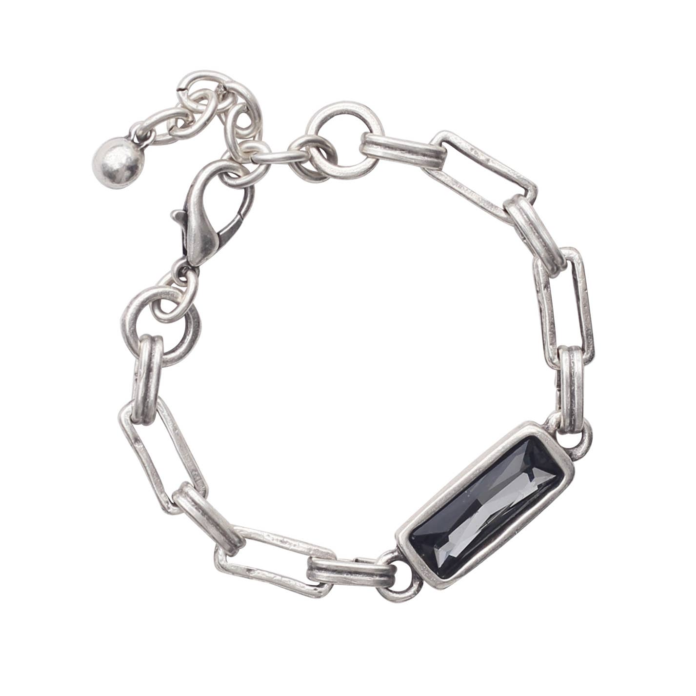 Handmade Smokey Crystal Pewter Bracelet