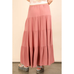 Tiered Layers Woven Midi Skirt