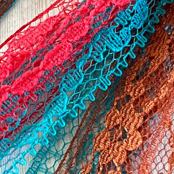 Cowboy Blend Lace Tassel Earrings Red, Teal, Sienna