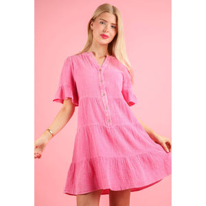 Mineral Washed Baby Bell Sleeve Woven Mini Dress