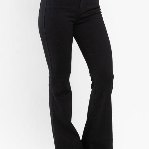 High Waist, Tummy Control, Cut Hem Flare Jeans, Black, Judy Blue