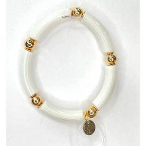 Pink Panache White Bamboo Tube Bracelet