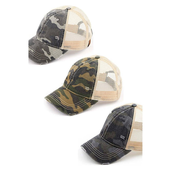 C.C Camouflage Pattern Baseball Cap with Mesh