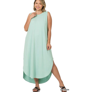 Goddess Brushed Side Slit Dress With Pockets