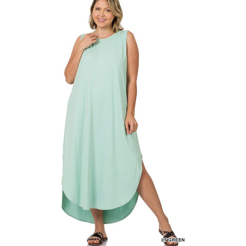Goddess Brushed Side Slit Dress With Pockets