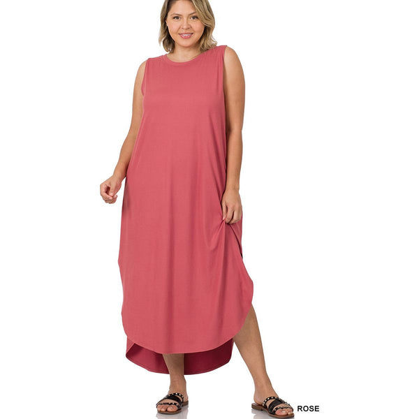 Goddess Brushed Side Slit Dress With Pockets
