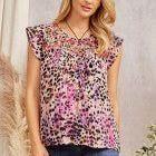 Flutter Woven Top features Round Neckline with Floral Embroidery, Woven