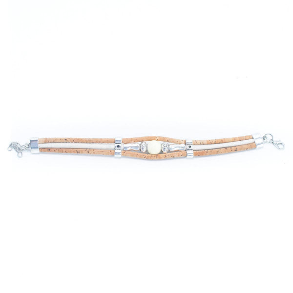 Natural tri-cork with ceramic beads bracelet, Cork from Portugal