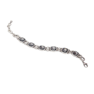 Handmade Smokey Crystal Pewter Bracelet