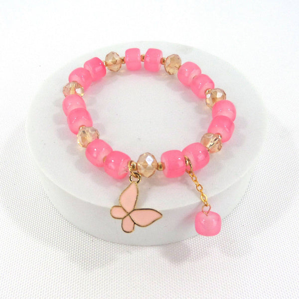 NATURAL STONE BUTTERFLY CHARM BRACELET