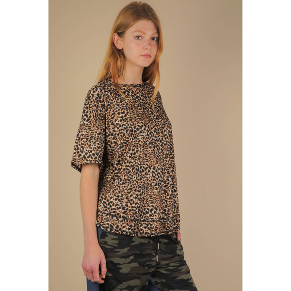 Oversized Leopard Printed Knit Top