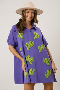 Sequin Cactus Raglan Mini Dress