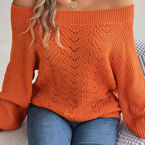 Off Shoulder Sweater Top, Orange