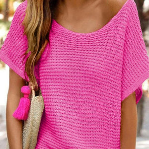 Loose Knit Dolman Sleeve Sweater, Pink