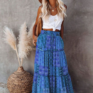 Bohemian High-Waist Maxi Skirt