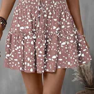 Print Ruffled Edged Mini Skirt, Pink