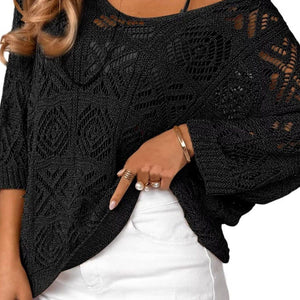 Seven Quarter Sleeved Off Shoulder Sweater, Black