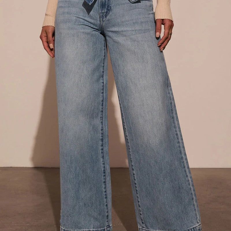 Washed Straight-Leg Denim Pants