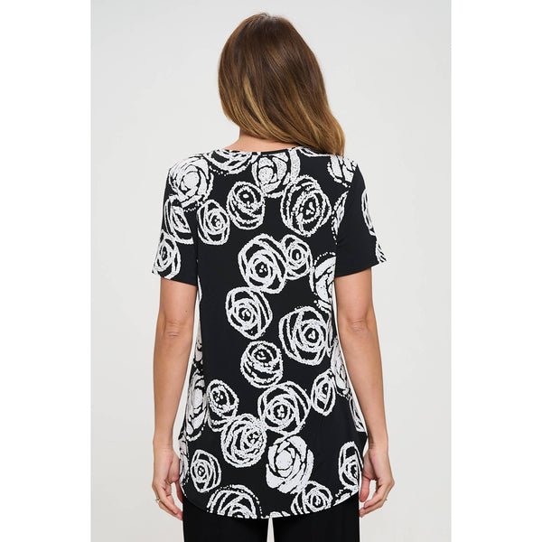 V-Neck Binding Top Black/White