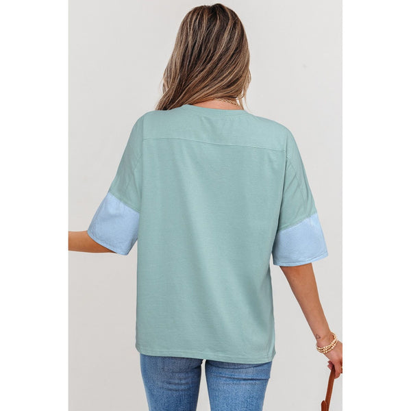 Frayed Star Denim Patchwork Oversize T Shirt