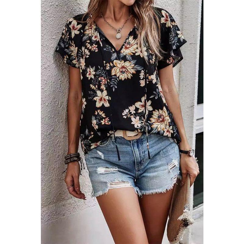 Lotus Leaf Sleeve Women's Blouse