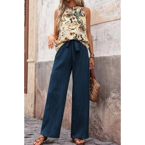 Top And Pants Premium Two-piece Set, Blue