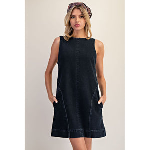Mineral/soft Washed Open Back Mini Dress