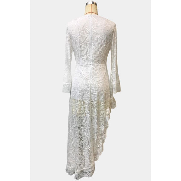 Western Boho Lace V-neck Midi Dress