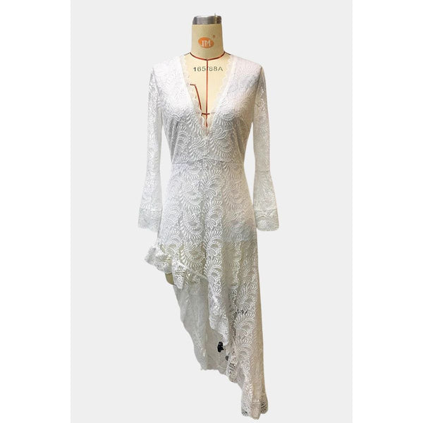 Western Boho Lace V-neck Midi Dress