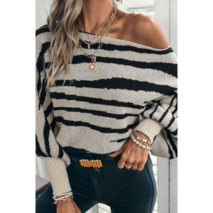 Bat Sleeve Stripes Loose Fit Sweaters