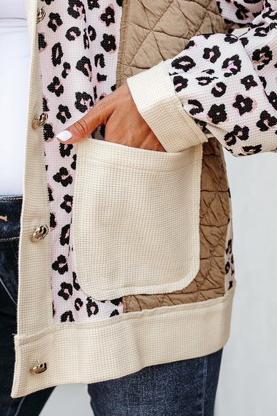 Waffle Quilted Patchwork Button Front Jacket