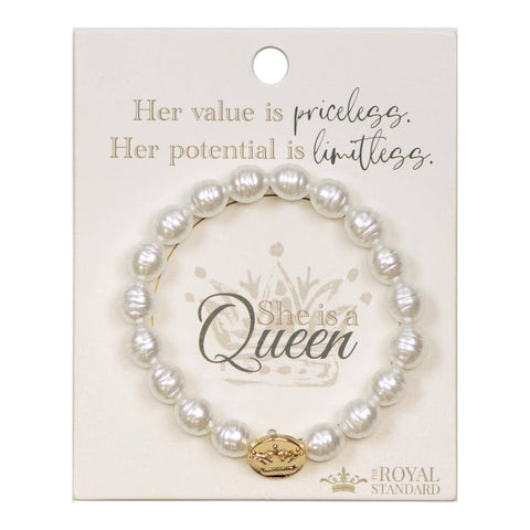 She is a Queen  Bracelet   White/Gold   7"