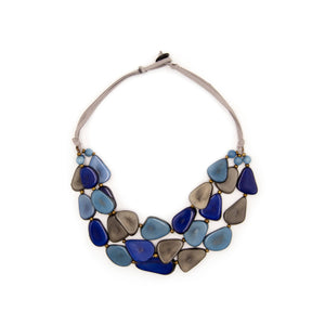 Alma Necklace: Biscayne Bay Lake Blue/ Royal Blue/Charcoal Gray