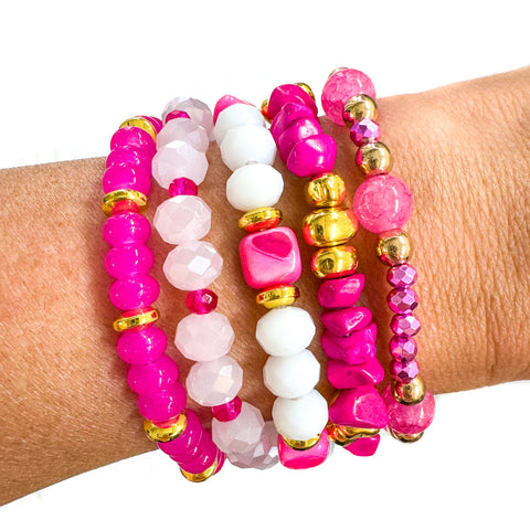 Bright Pink Bracelet Stack