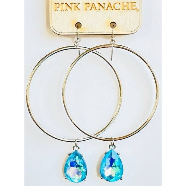 Blue rhinestone teardrop earring, Pibnk Panache