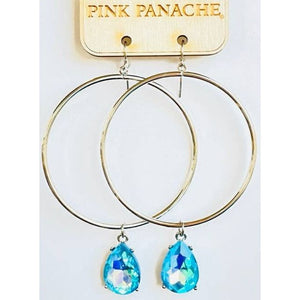 Blue rhinestone teardrop earring, Pibnk Panache