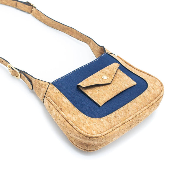 Navy Blue Envelope Cork Messenger Sling Bag, Cork from Portugal