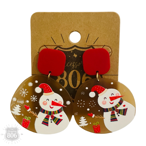 Winter scene earring: Red