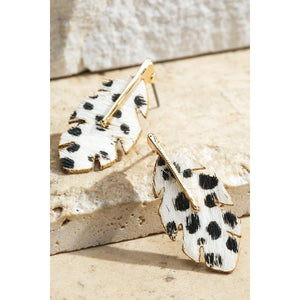 Genuine Leather Banana Leaf Earrings
