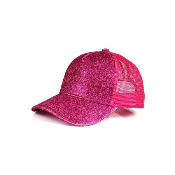 C.C Glitter Ponytail Mesh Back Baseball Cap