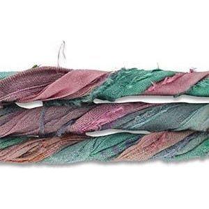 Bandana Necklace Silk Sari Ribbon: Green/Purple