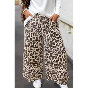 Leopard Wide Leg Cropped Pants