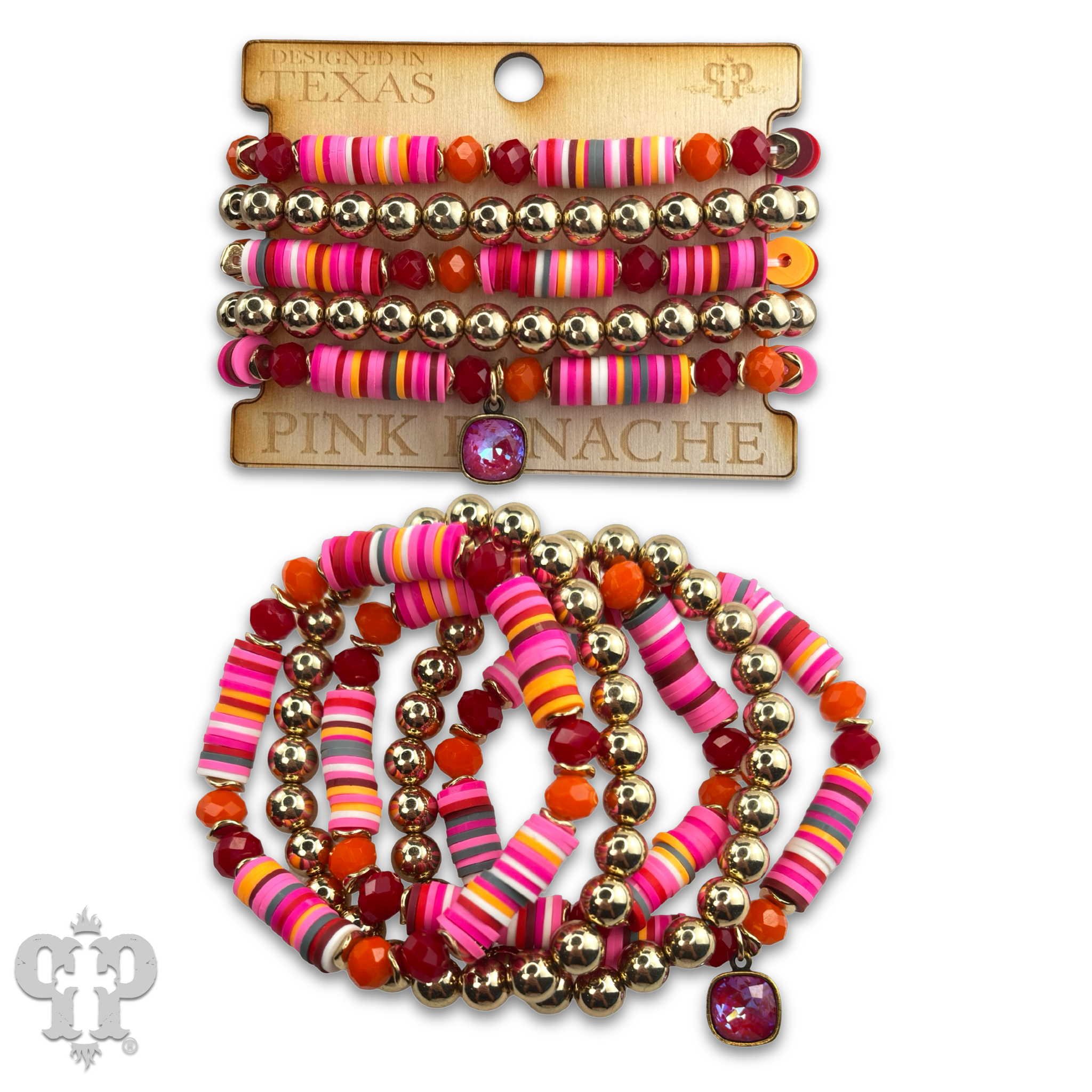 Rubber Heishi Bead Bracelet With Austrian Crystal