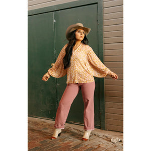 Blush Mustard Flower Blouse