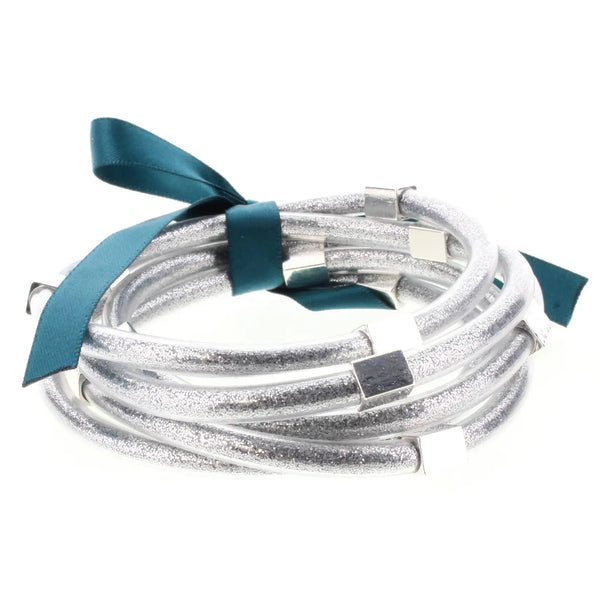 Glitter with Gold Station Filled Bangles Bracelet Set