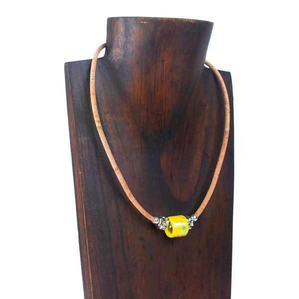 Natural Cork  Handmade Women's Cork Necklace, Yellow, Cork from Portugal