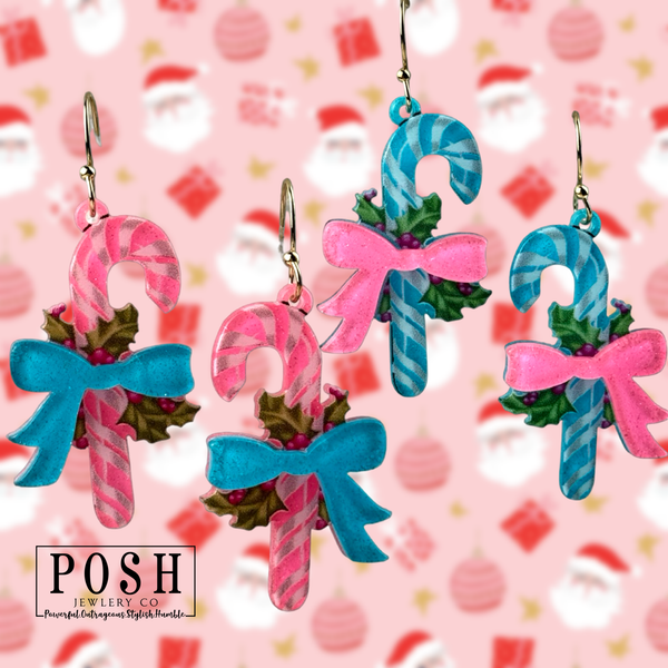 Candy cane earring: Pink