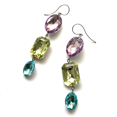 Pastel Story Shine On Gem Triple Drop Earrings