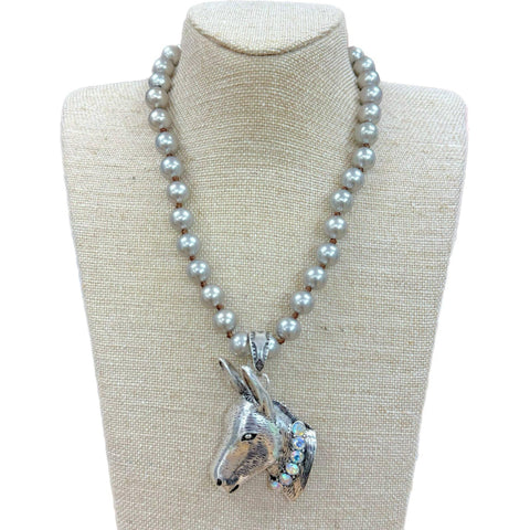 Dash The Donkey" with AB Crystals on Faux Navajo